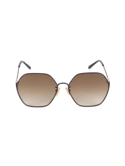 Chloé Women's 59mm Gradient Lens Geometric Metal Sunglasses In Brown