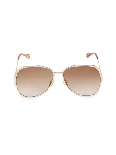 Chloé Women's 60mm Aviator Sunglasses In Brown