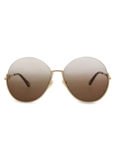 Chloé Round-frame Metal Sunglasses In Brown