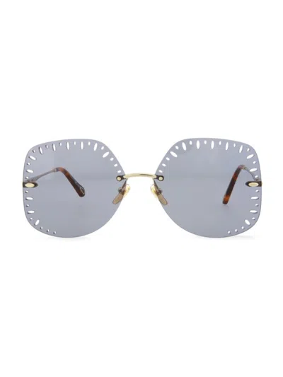 Chloé Women's 63mm Cutout Square Sunglasses In Gold