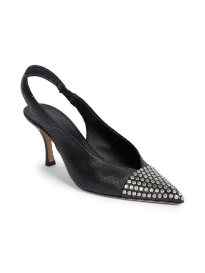 Chloé Women's Alba Studded Leather Slingback Pumps In Black
