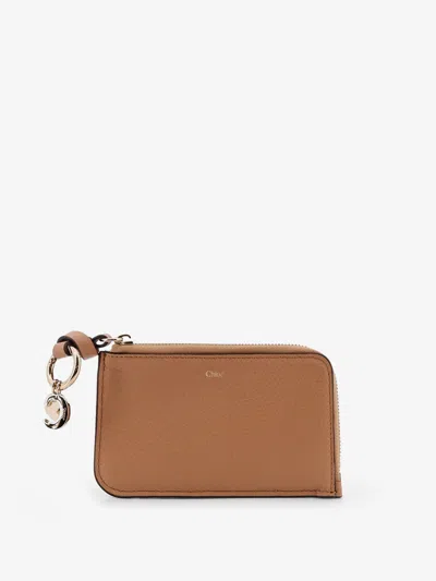 Chloé Chloe' Women Alphabet Leather Coin Purse In Brown
