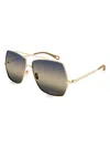 Chloé 62mm Oversize Gradient Rectangular Sunglasses In Gold