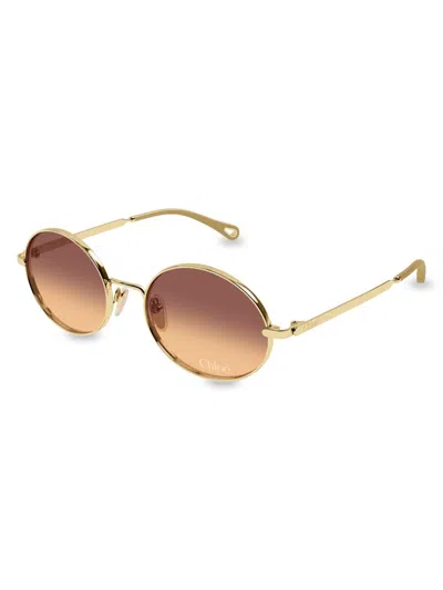 Chloé Women's Aly Petit 55mm Round Sunglasses In Orange