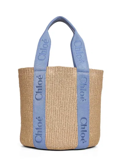 Chloé Women Ashes Blue Woody Large Basket Bag In Multi