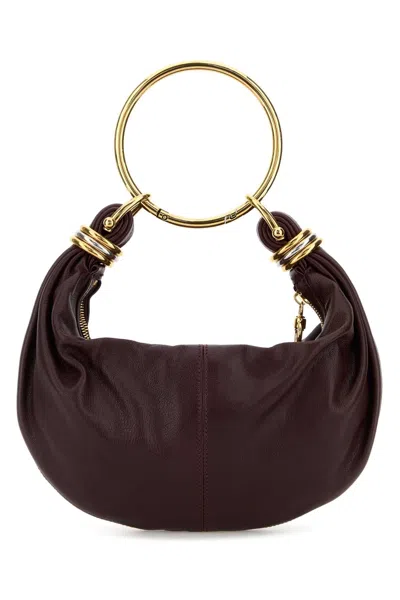 Chloé Chloe Women Aubergine Leather Small Bracelet Handbag In Brown