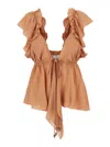 Chloé Beige Top With Gatherings And V Neck In Brown