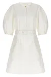 Chloé Cotton Dress With Crew Neck And Flared Hemline In White