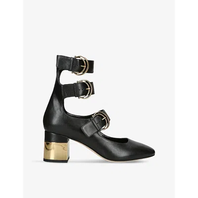 CHLOÉ WOMENS BLACK ALIZE BUCKLE-EMBELLISHED HEELED LEATHER PUMPS