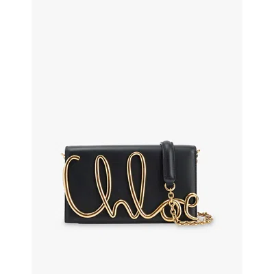 Chloé Womens Black Brand-plaque Leather Cross-body Bag