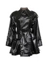 Chloé Women Black Coated Linen Short Riding Coat In Multi