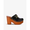 Chloé Jeannette Studded Leather Slingback Platform Clogs In Black