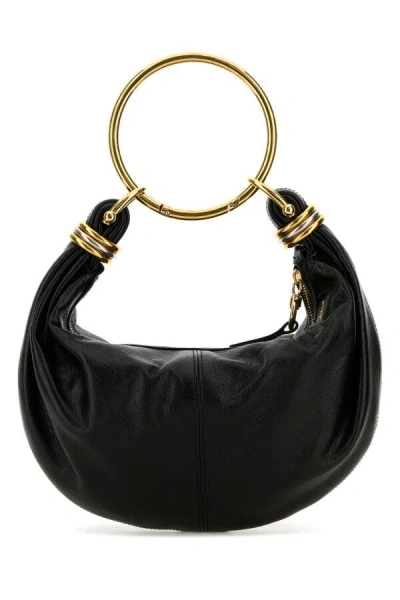 CHLOÉ CHLOE WOMEN BLACK LEATHER BRACELET HANDBAG