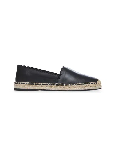 Chloé Women Black Leather Espadrilles