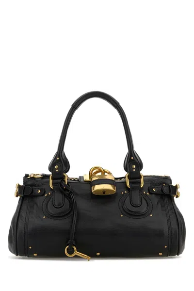 Chloé Chlo Blue Leather Paddington Shoulder Bag In Black