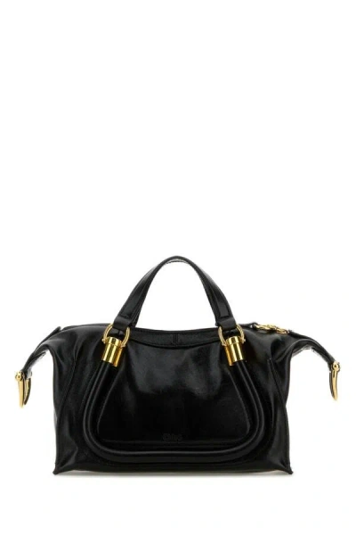 Chloé Chloe Women Black Leather Paraty 24 Handbag