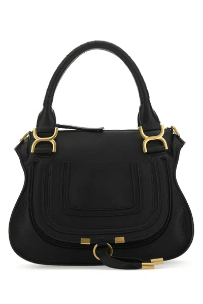 Chloé Medium Leather Bag With Flap And Tassel Detail In Black