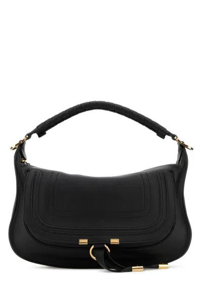 Chloé Chloe Women Black Leather Small Marcie Shoulder Bag