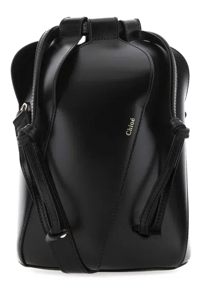 Chloé Chloe Women Black Leather Small Tulip Bucket Bag