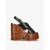 Chloé Maxime Leather Slingback Platform Wedge Sandals In Black