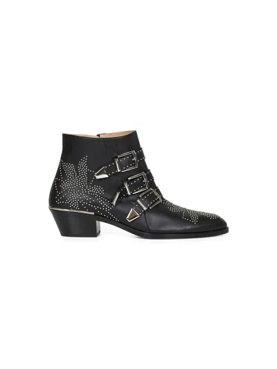 Chloé Women Black Nappa Leather Susanna Ankle Boots