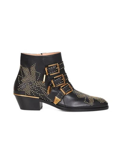 CHLOÉ CHLOÉ WOMEN BLACK NAPPA LEATHER SUSANNA ANKLE BOOTS