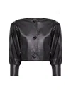 Chloé Women Black Plongé Nappa Leather Cropped Collarless Jacket In Black