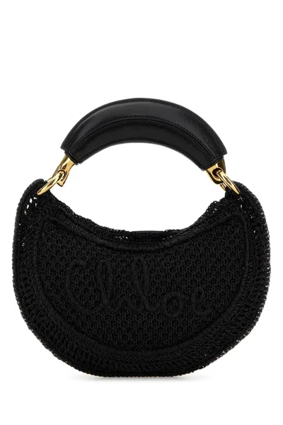 Chloé Chloe Women Black Raffia Mini Summer Banana Handbag