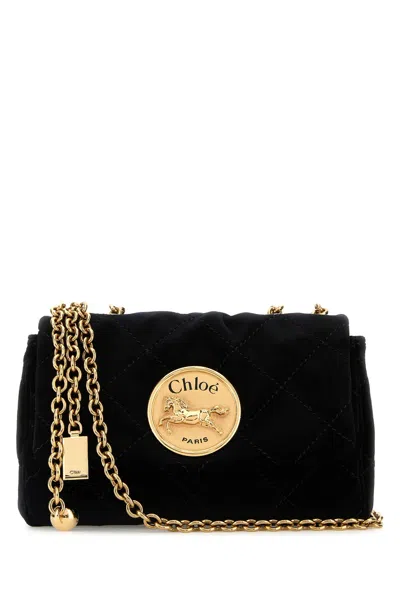 Chloé Chloe Women Black Velvet Small Chloe Heritage Shoulder Bag