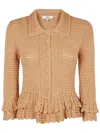 Chloé Chloe Women Blouse Frilled Crochet Knit In White