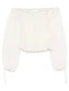Chloé Off-the-shoulder Silk Blouse With Voluminous Sleeves In White