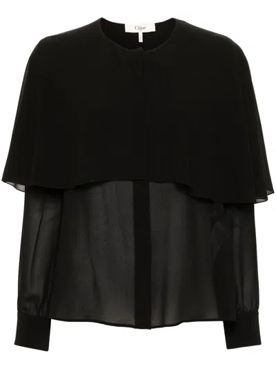 CHLOÉ WOMEN'S BLOUSE WITH SILK CAPE