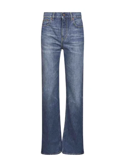 Chloé Women Blue Denim Straight Jeans In Multi