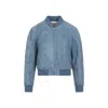 Chloé Blue Grizzled Suede Leather Jacket In Blue