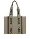 Chloé Women Woody Linen Tote Bag In Multicolor