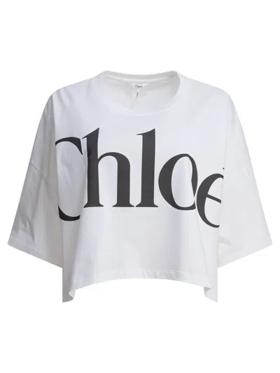 Chloé Women Boxy T-shirt In Cotton Jersey In White