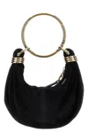 Chloé Bracelet Small Embellished Leather-trimmed Suede Shoulder Bag In Black