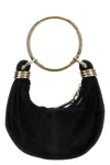 Chloé Bracelet Small Embellished Leather-trimmed Suede Shoulder Bag In Black