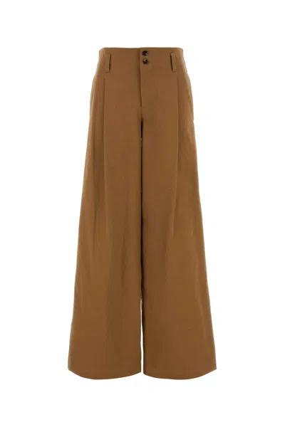 Chloé Chloe Women Brown Cotton Wide-leg Pant