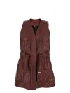 Chloé Bordeaux Vest With V Neck And Adjustable Belt In Leather Woman