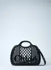Chloé Cage Leather-trimmed Studded Rubber Shoulder Bag In Black