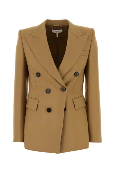 CHLOÉ CHLOE WOMEN CAMEL WOOL BLAZER