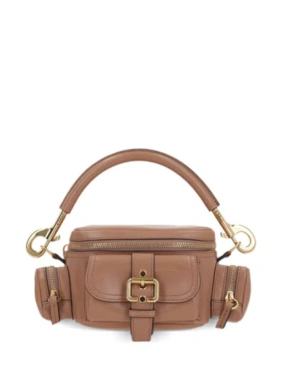Chloé Small Leather Shoulder Bag With Adjustable Strap In Beige