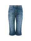 Chloé Straight Trousers Belt Loops Contrast Stitching In Blue