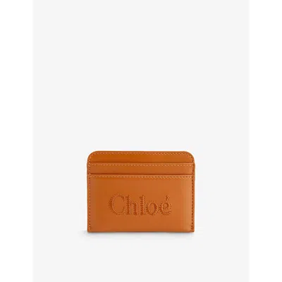 Chloé Chloe Womens Caramel Logo-pattern Leather Cardholder