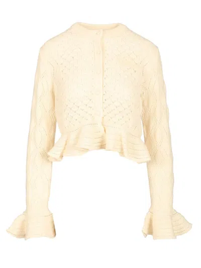 Chloé Chloe' Women Cardigan With Logo And Ruffle In Brown