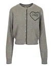 Chloé Fitted Cardigan With Logo In Wool And Cashmere Knit In Gray