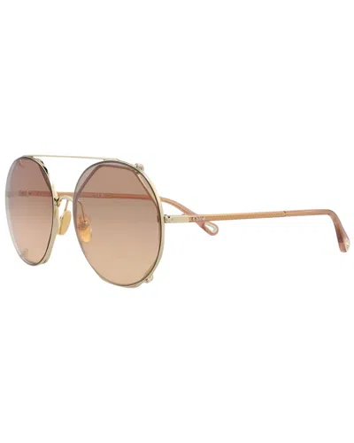 Chloé Women's Ch0100s 60mm Sunglasses In Gold