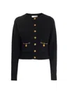 Chloé Chloe Embellished-pocket Wool And Cashmere-blend Cardigan In Black