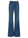 Chloé Women Blue Jeans With Wide Leg And Pendant Charm On The Front In Denim Woman In Blue